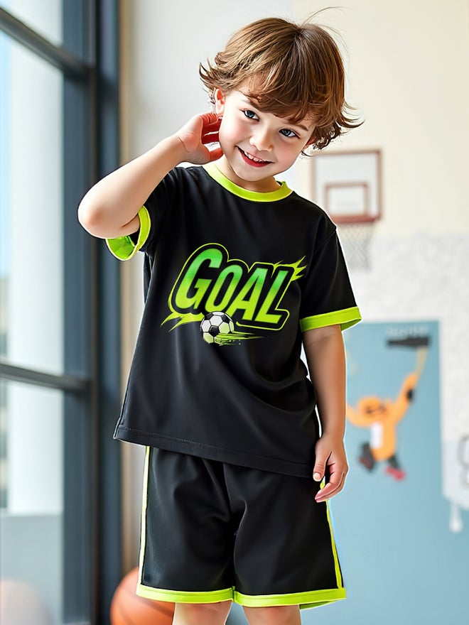 Styli Styli Kids 2pcs Black and Yellow Short Sleeve T-Shirt and Shorts Jersey Sets  - Image 5