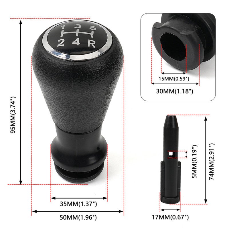 Shift Lever Knob Black 5-Speed R Pattern Easy To Install - Stylish Gear Shift Replacement Accessory for Vehicle Interior Upgrade - Image 2