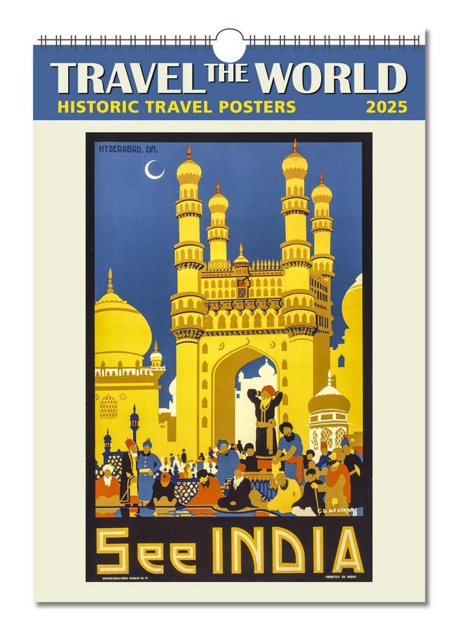 Ziga Media Travel The World Oversize Wall Calendar 2025, 13.38'' X 19'' Spiral Bound With Hanger  - Image 1