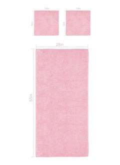 MYONE 3pcs Soft Absorbent Bath Towel, Non-Shedding Thickened Towel, Shower Towel Suitable For Bathroom, 1*70x140cm Bath Towel, Bath Towel Set,2*35x75cm Face Towel- For Bathroom, Hotel, Spa, Beach and Gym,Pink  - Image 5