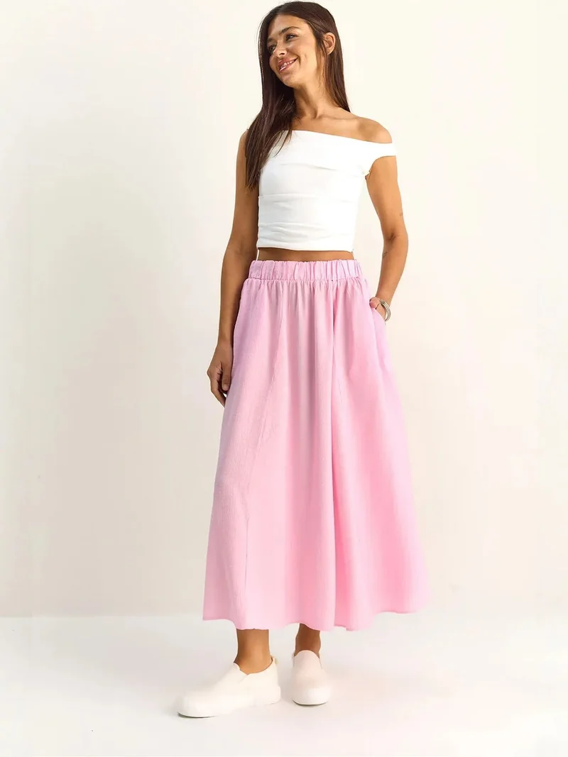 بيانكو لوتشي LUCCI High Waist A-Line Maxi Skirt with Pockets