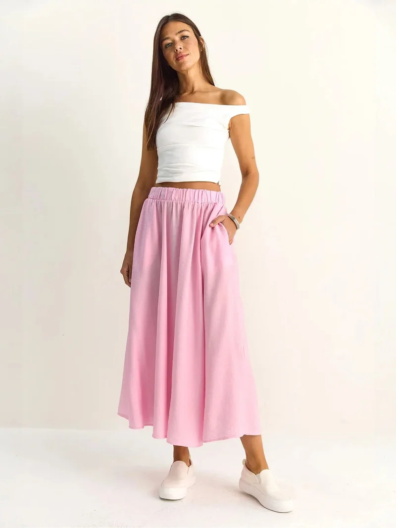 بيانكو لوتشي LUCCI High Waist A-Line Maxi Skirt with Pockets