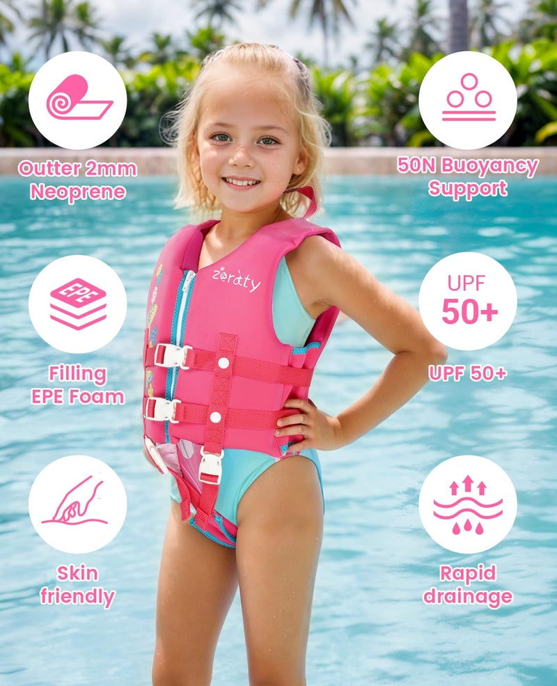 Zeraty Toddler Swim Vest Neoprene Kids Float Jacket Swimming Aid for Children with Adjustable Safety Strap Age 1-9+ Years/36-88Lbs - Image 2