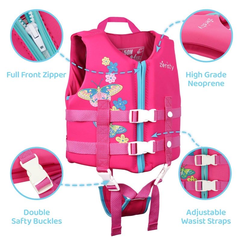 Zeraty Toddler Swim Vest Neoprene Kids Float Jacket Swimming Aid for Children with Adjustable Safety Strap Age 1-9+ Years/36-88Lbs - Image 4