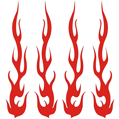 CUSHYSTORE Red Hot Rod Flame Fire Tribal Retro Reflective Decals Sticker for Helmet Cane Bicycle 1x5 4 Pack - Image 1