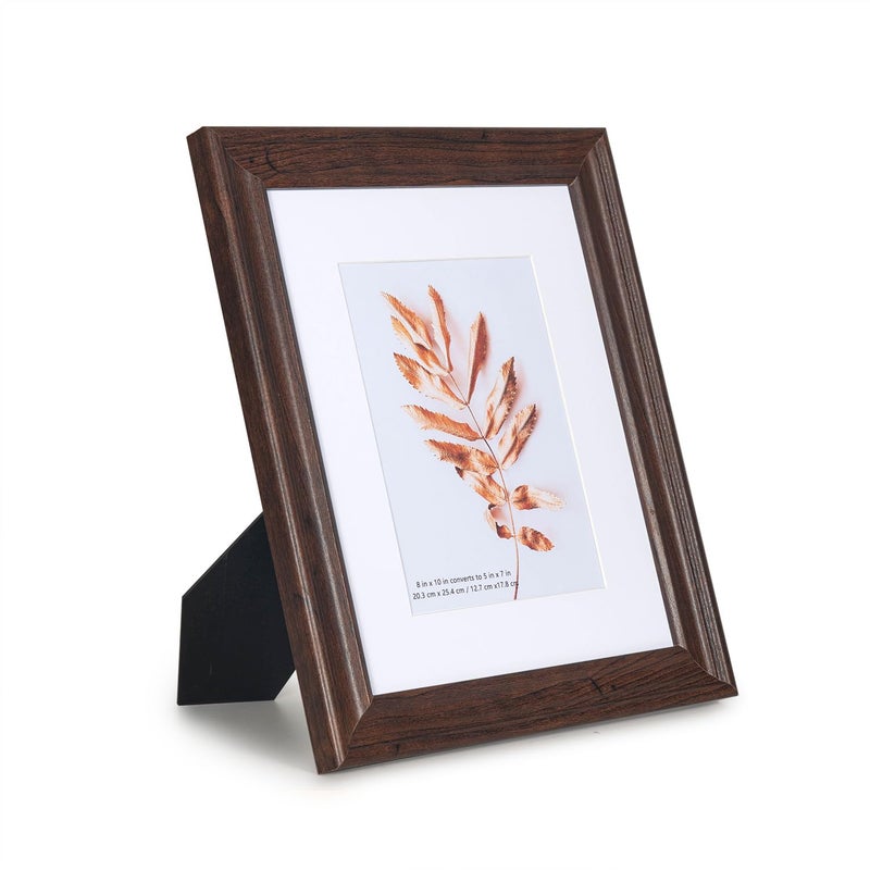 Hogaryo 8x10 إطارات الصور ريفي بني خشب مجموعة مجموعة من إطارات صور زجاجية ثن - Image 3