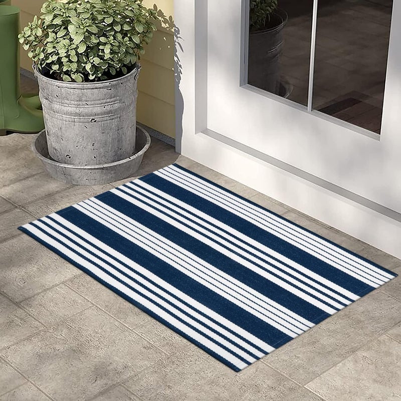 OJIA Front Door Mats Outdoor 2'x3' Striped Front Door Rug Washable Door Mats Cotton Woven Indoor Outdoor Rugs Farmhouse Small Area Rug Layered Doormat for Porch/Entryway/Kitchen/Home Entrance Decor - Image 5