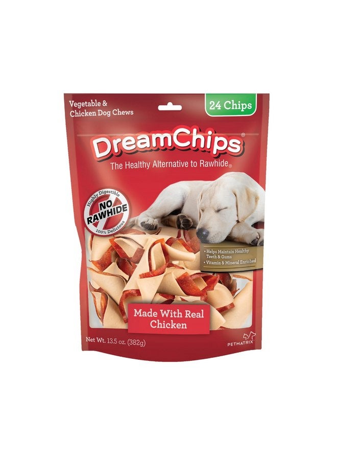 DreamBone DreamChips, Rawhide Free Dog Chews Made with Real Chicken and Vegetables, 24 Count - Image 1