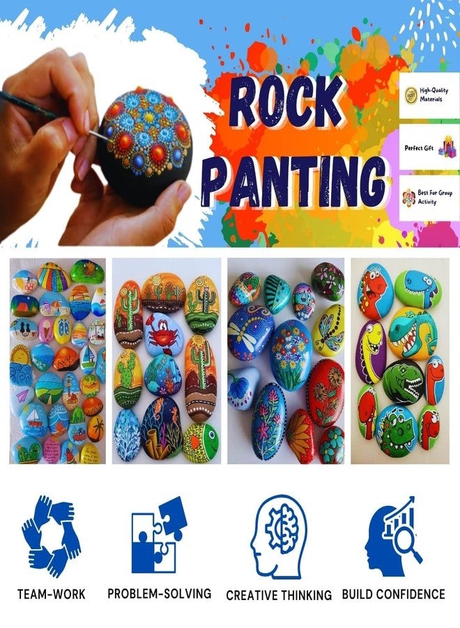 KHUSHA CREATIONS Rock Stone Painting Kit, Art and Craft Kit/Pebbles for Painting Kit for Kids/Creative DIY Painting Set for Kids/Gifts for Kids 7 8 9 10 Year Olds - Artistic Rock Painting - Image 3