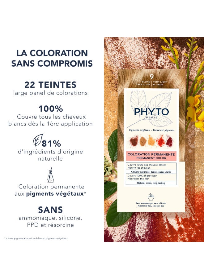 PHYTO صبغة شعر دائمة 9 أشقر فاتح جداً مع أصباغ نباتية تغطية 100% للشعر الرمادي خالية من الأمونيا خالية من PPD خالية من الريزورسين 042 أونصة - Image 4