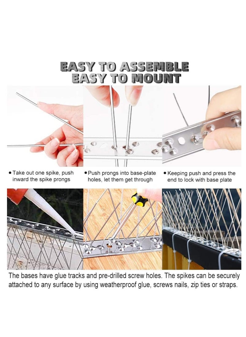 Generic - Stainless Steel Bird Spikes for Pigeons and Other Small Birds, Protect Your Roof, Fence, Walls 50 centimeter each (Pack of 2) - Image 1