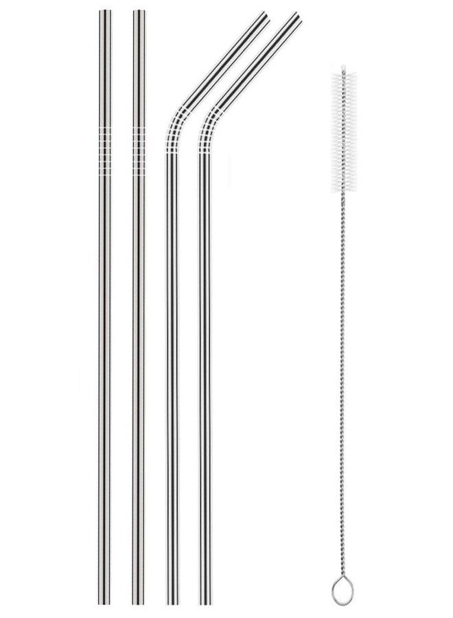 RangTeq Stainless Steel Straws for Drinking with Brushes (2 Bent + 2 Straight +1 Brush - Image 1