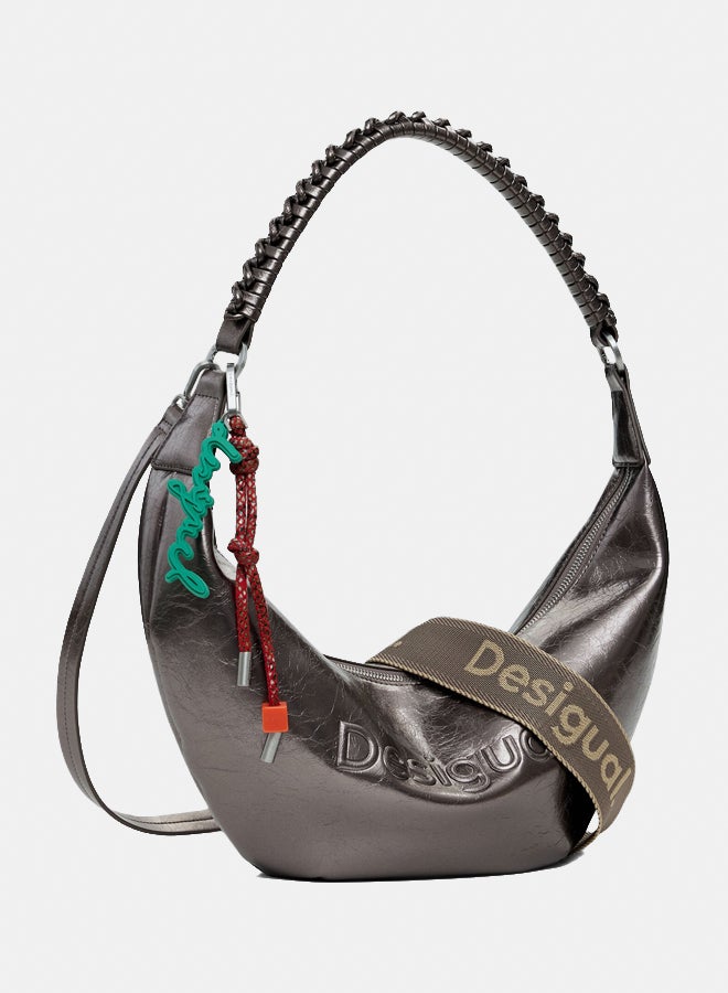 DESIGUAL Medium metallic crossbody bag with 3D logo - Image 2