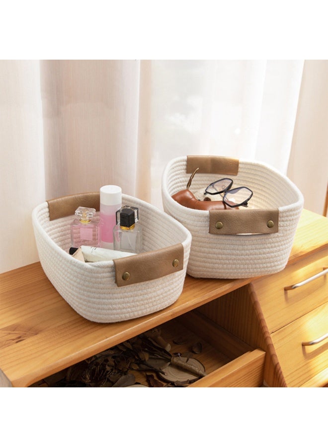Cotton Rope Storage Basket Sundry Storage Basket Books Toys Skincare Storage - Image 2
