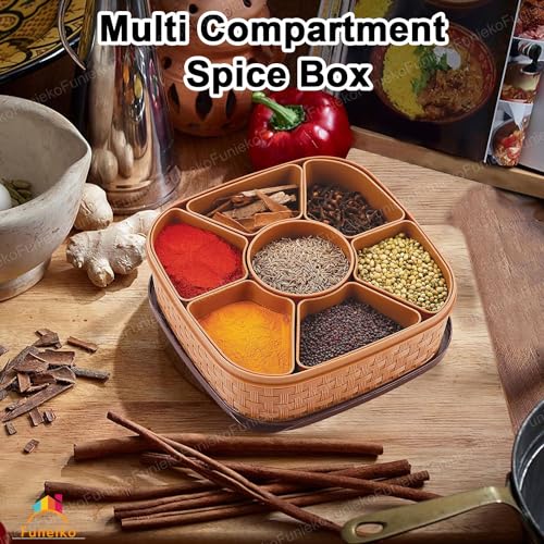 Funeiko Masala Box with 7 Grids for Home and Kitchen – Seasoning Box, Multi Compartment Plastic Spice Box Set, Masala Box for Kitchen (Multicolor) - Image 5