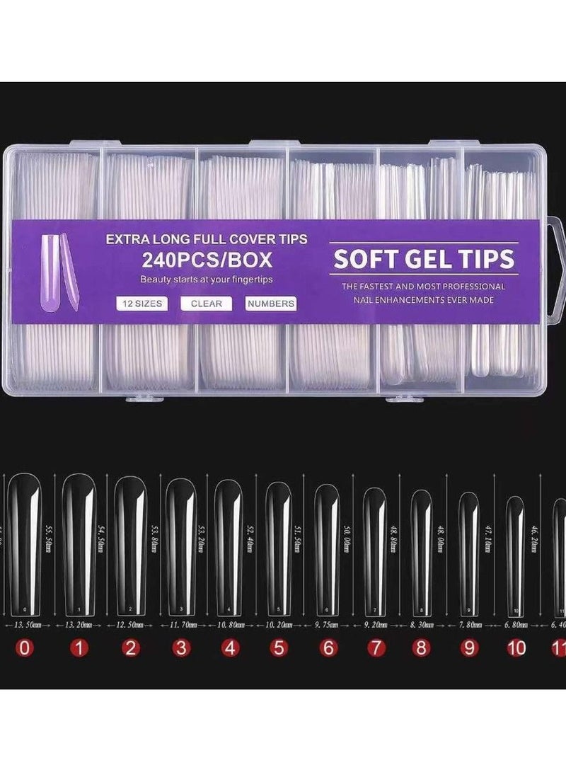 BEAUTY PLUS مجموعة أطراف أظافر ناعمة من الجل لتغطية كاملة لتمديدات الأظافر التي يتم نقعها، وأظافر يتم تثبيتها بالضغط - Image 1