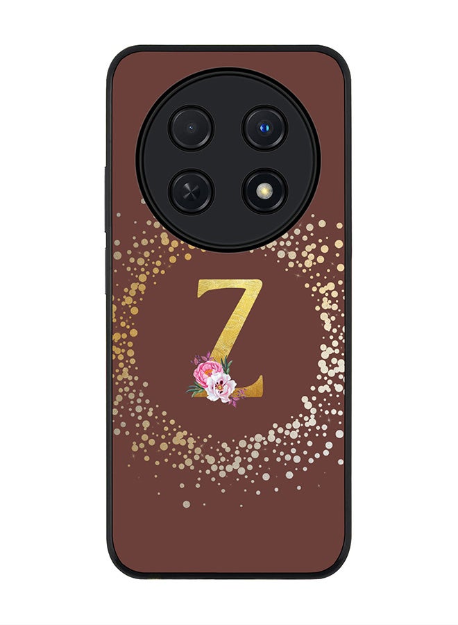 Stylizedd Rugged Black edge case for Huawei nova 12i 4G, Slim fit Flexible Thin Cover - Custom Monogram Initial Letter Floral Pattern Alphabet - Z  (Brown ) - Image 1