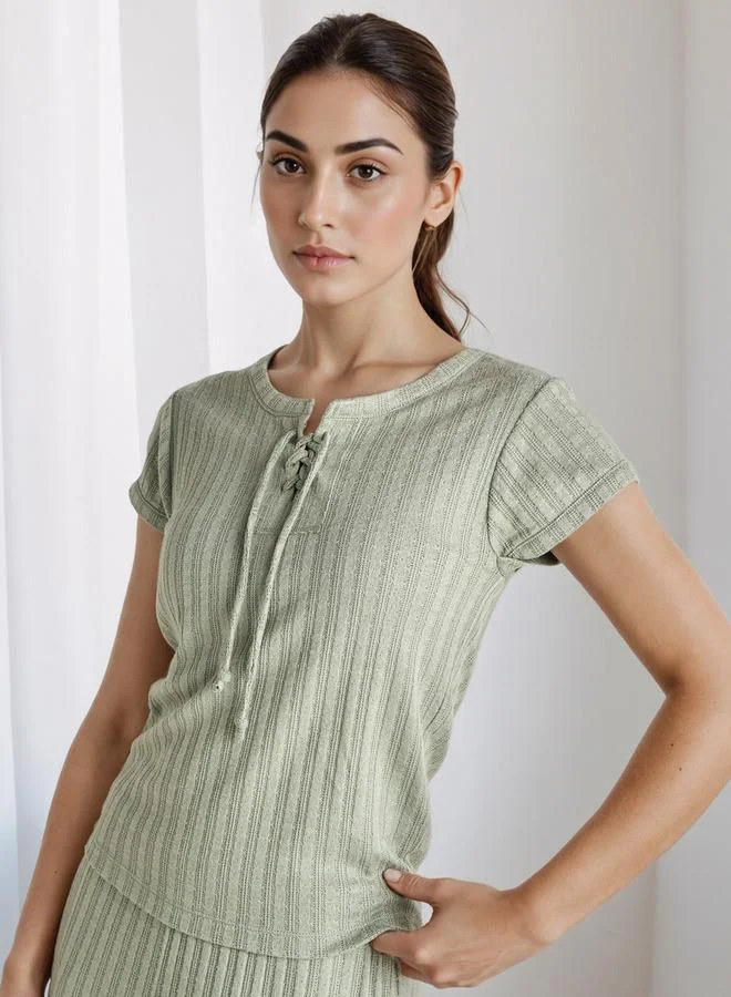 سبلاش فيڤ طقم بيجامة تي شيرت وبنطلون مزيج فيسكوز برباط