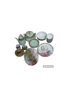 AAone Complete Kitchen Solution DINNER SET 62 PCS PORSILINE COLORS Green 