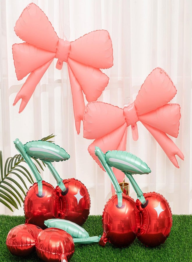 Hungdao 8 Pcs Party Decorations 20 Inch Cherry Balloons 30 Inch Pink Big Bow Balloons for Birthday Baby Shower Wedding Theme Party Supplies - Image 3