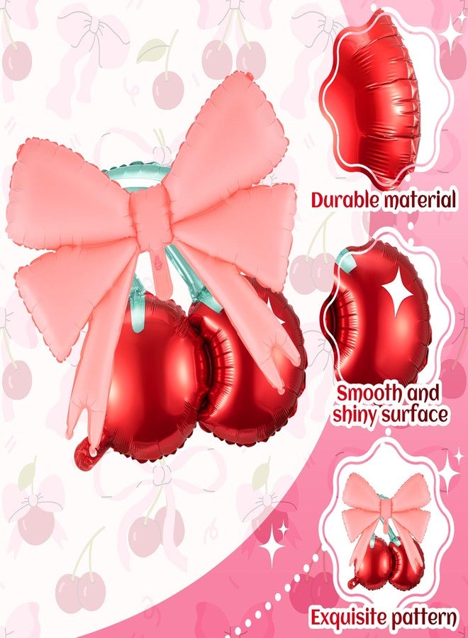 Hungdao 8 Pcs Party Decorations 20 Inch Cherry Balloons 30 Inch Pink Big Bow Balloons for Birthday Baby Shower Wedding Theme Party Supplies - Image 4