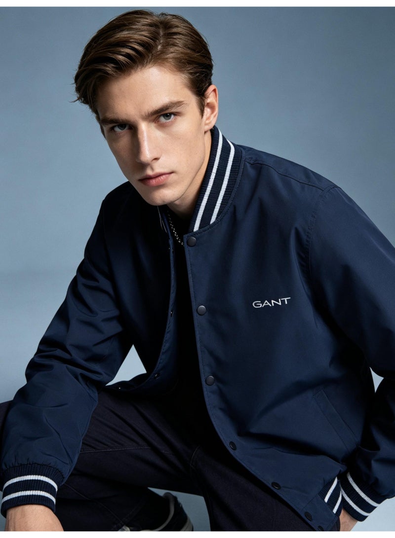 GANT Men's Women's Varsity Button Bomber Jacket Navy Blue - Image 2