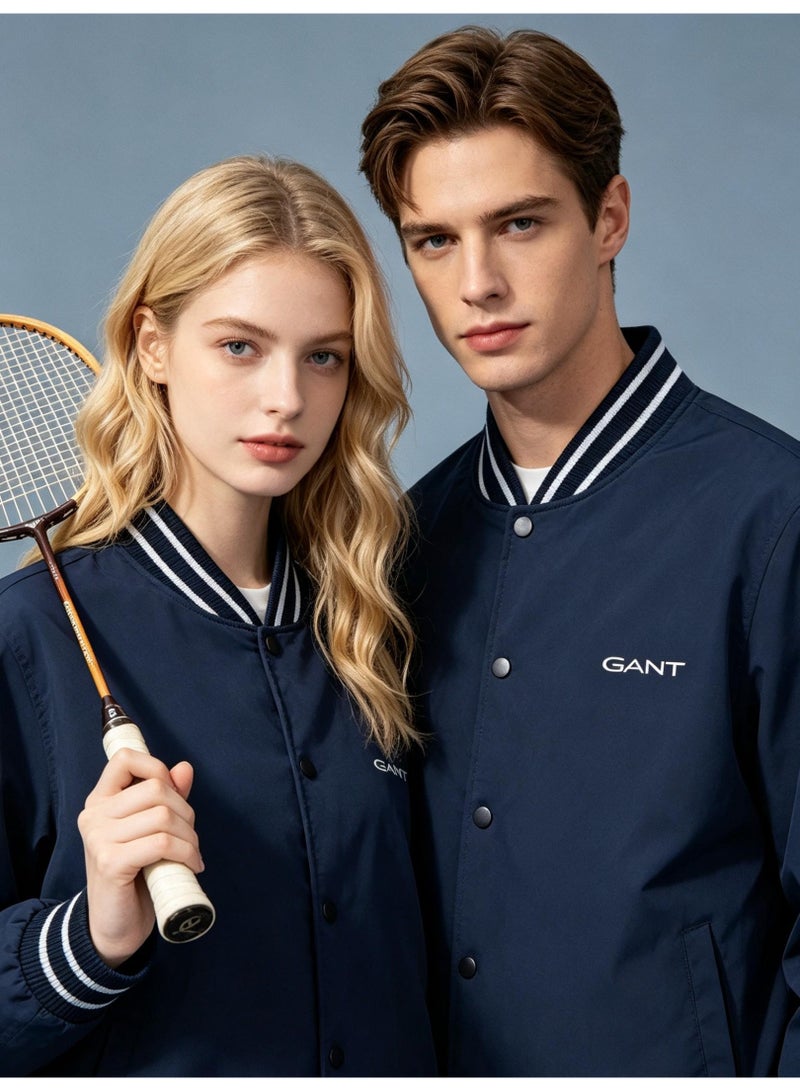 GANT Men's Women's Varsity Button Bomber Jacket Navy Blue - Image 1