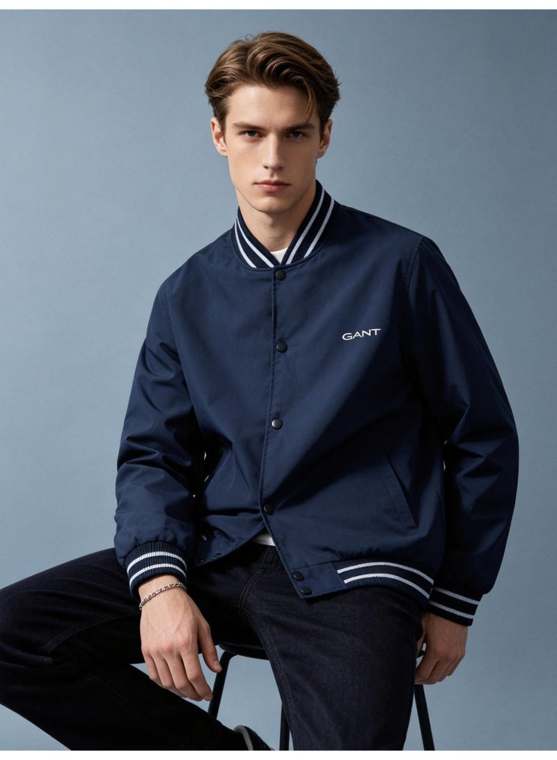 GANT Men's Women's Varsity Button Bomber Jacket Navy Blue - Image 4