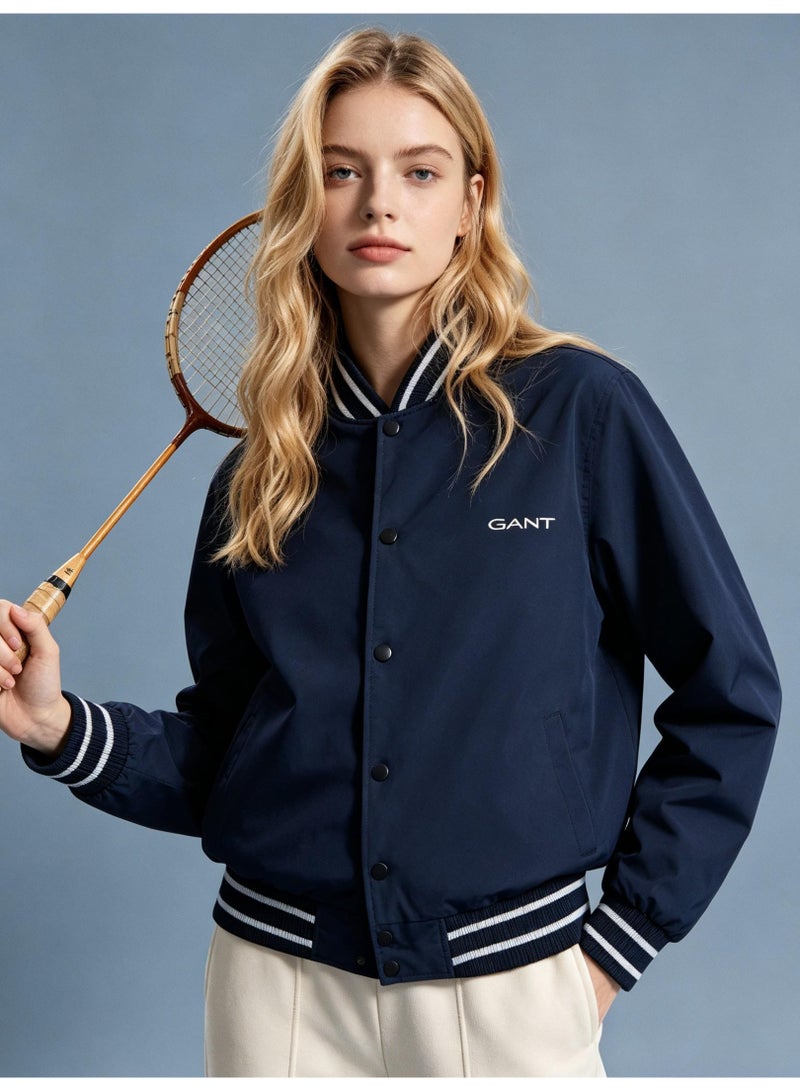 GANT Men's Women's Varsity Button Bomber Jacket Navy Blue - Image 5