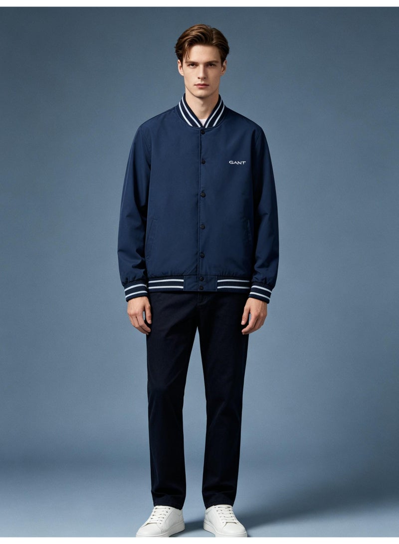 GANT Men's Women's Varsity Button Bomber Jacket Navy Blue - Image 3