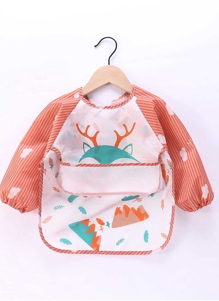 Bebiland Deer Pattren Baby Bib, Waterproof Stain Resistant Drool Cloths Great for 12-36 Months Toddler Infant (Red)  - Image 2