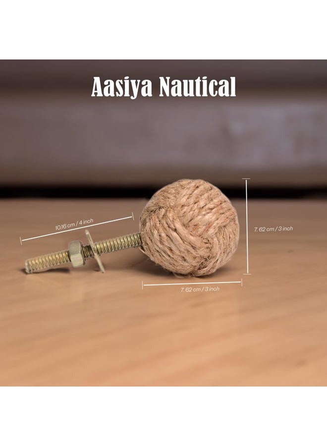 Aasiya Nautical Knot Door Knobs Drawer Handles with Jute Rope 12 Pack, wood-coloured - Image 2