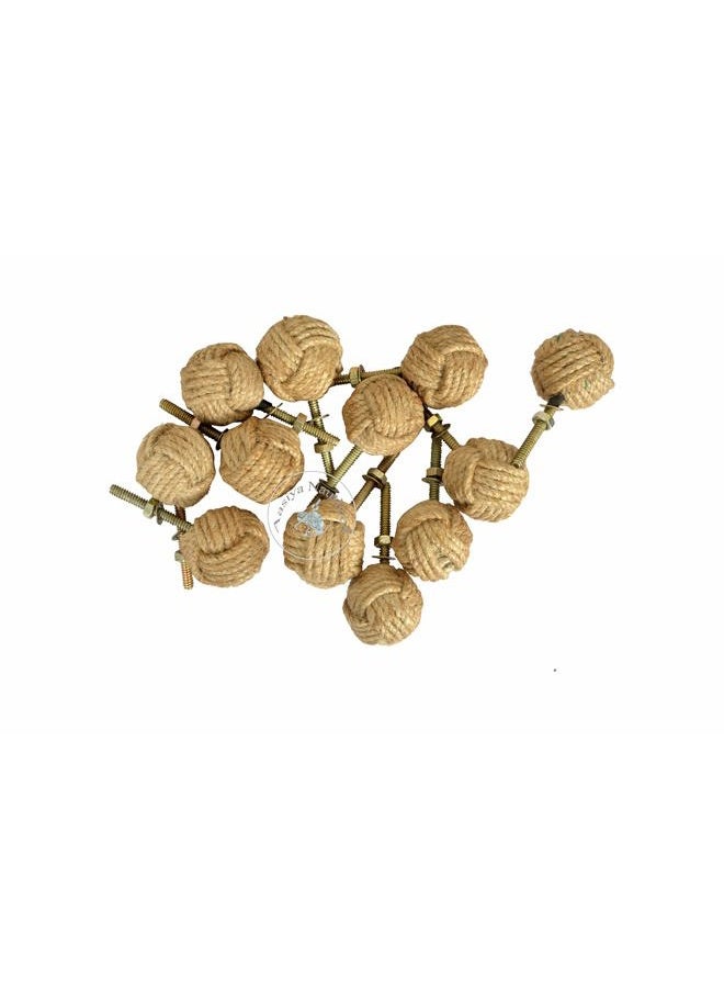 Aasiya Nautical Knot Door Knobs Drawer Handles with Jute Rope 12 Pack, wood-coloured - Image 5