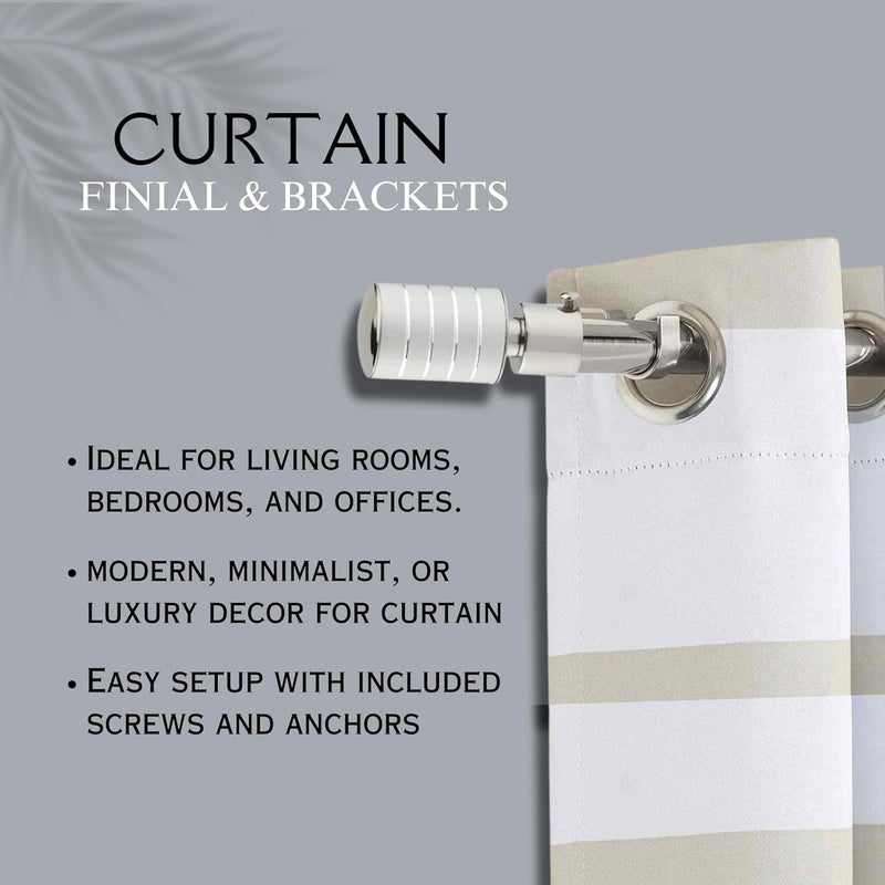 Welson Stainless Steel Curtain Bracket with Support 1 Inch Rod Pocket Finials Rod Support Fittings Curtain Rod Holder 6 Pair Silver Durable Window Decor Solution for Elegant Home Interiors - Image 4