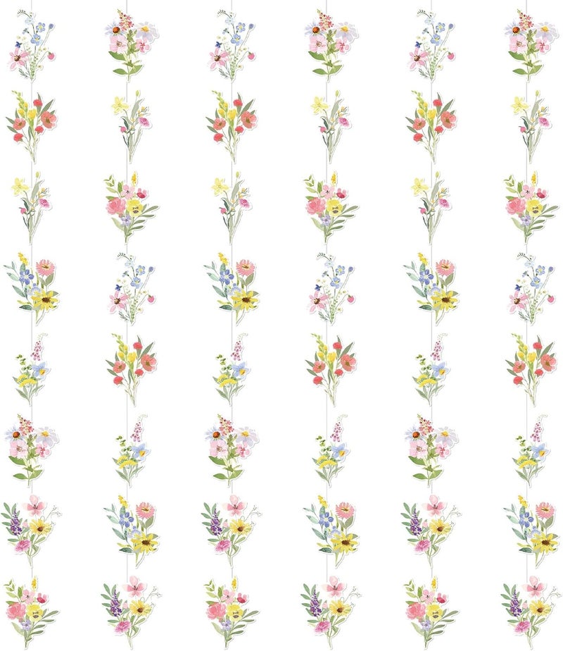 Epakh إيباخ 6 قطع زينة زهور برية زهور ورقية زينة معلقة زهور برية زينة حفلات ذات طابع زهور برية زينة سقف لربيع النساء لوازم الحفلات - Image 1