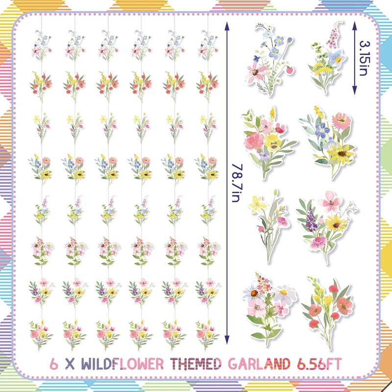 Epakh إيباخ 6 قطع زينة زهور برية زهور ورقية زينة معلقة زهور برية زينة حفلات ذات طابع زهور برية زينة سقف لربيع النساء لوازم الحفلات - Image 2