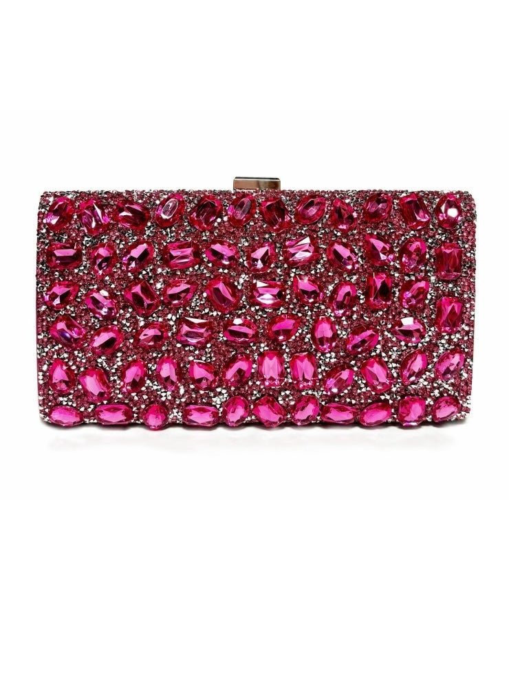 Loquat - Womens Rhinestones Decoration Clutch Purses Evening Crossbody Bag Chain Handbag for Wedding Cocktail Party Prom Rose Pink - Image 1