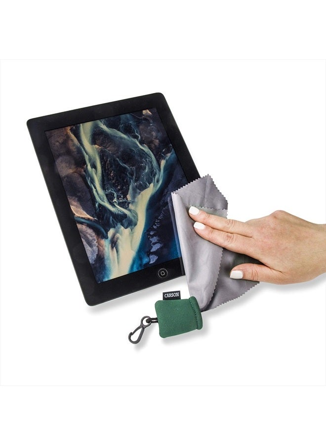 Carson Stuff-It Microfiber Lens Cloth Cleaning System for Eyeglasses, Smartphones, Tablets, Optics Lenses, Cameras and More, 6.25'' x 6.25'' - Green (SN-40GR) - Image 5