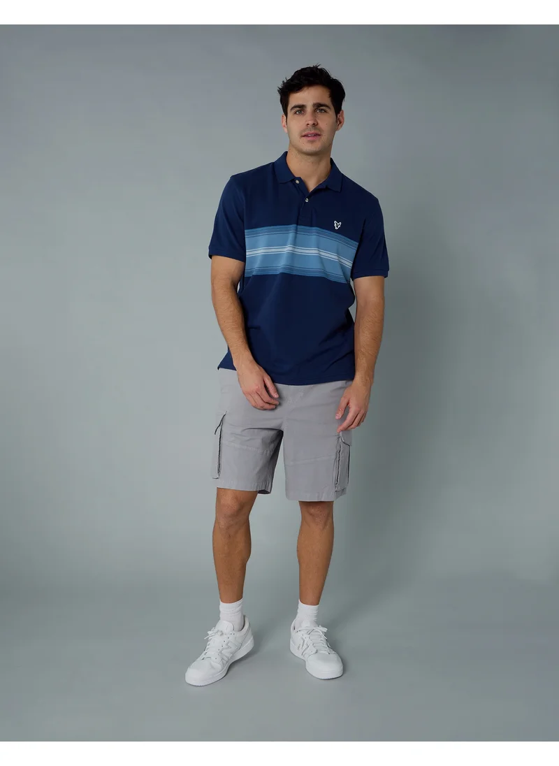 American Eagle AE Logo Striped Polo Shirt