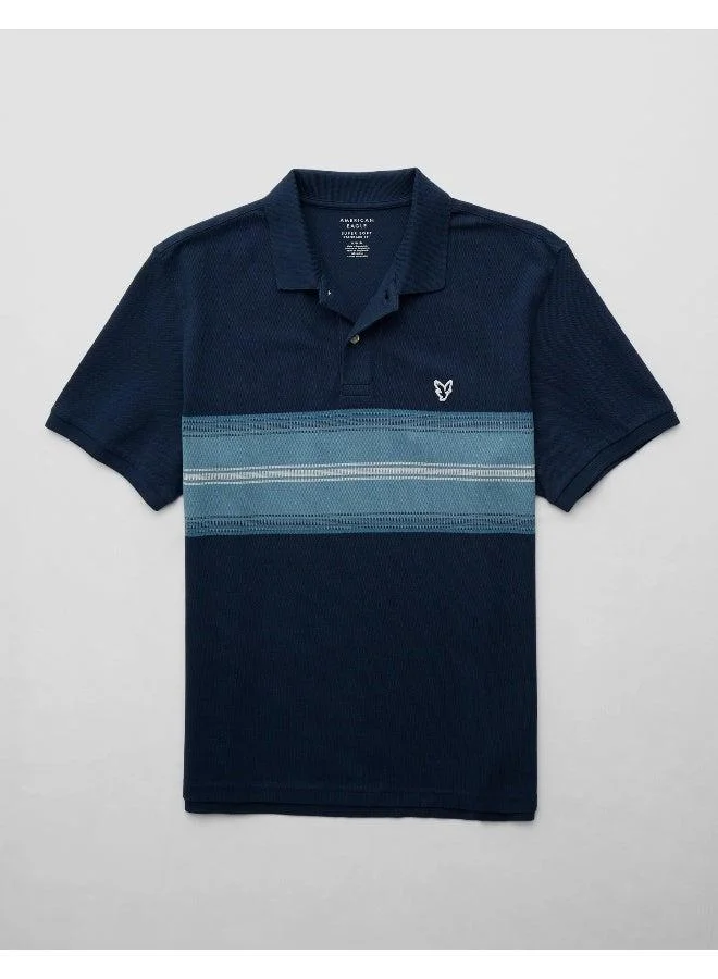 American Eagle AE Logo Striped Polo Shirt