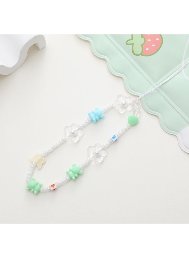 NIBEMINENT Phone Charm/ Chain Strap for Women Girls, Acrylic Bear Cell Phone Case Lanyard Wrist Strap - Image 1
