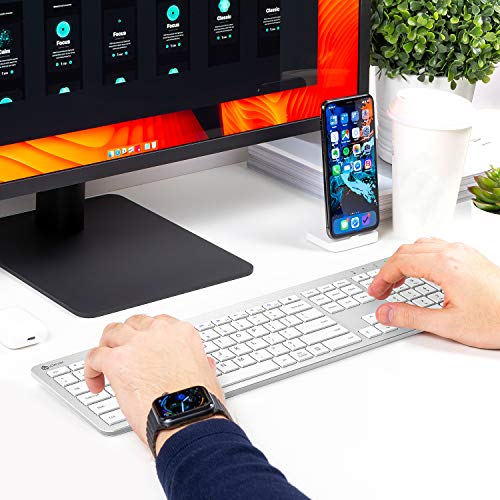 iClever ​​iClever GK08 Wireless Keyboard and Mouse - Rechargeable Ergonomic Keyboard with Number Pad, Silent Typing, 2.4G Stable Connection, Slim Design for Mac & Windows (Silver)​​ - Image 2