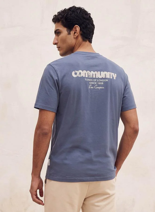Lee Cooper BLUE Lee Cooper Regular Fit Crew Neck Short Sleeves Logo Print T-shirt for Men | Best Price UAE