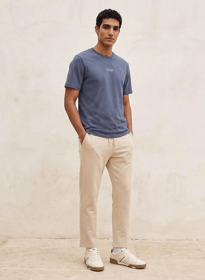 Lee Cooper BLUE Lee Cooper Regular Fit Crew Neck Short Sleeves Logo Print T-shirt for Men | Best Price UAE