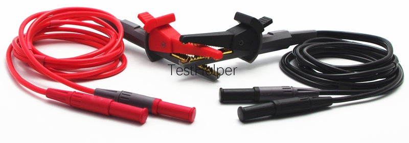TestHelper TL200 LCR Meter Tester 4 Four Wire Silicone Test Leads Lead Terminal Kelvin Clip Alligator with 4mm Banana Plug - Image 2