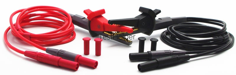 TestHelper TL200 LCR Meter Tester 4 Four Wire Silicone Test Leads Lead Terminal Kelvin Clip Alligator with 4mm Banana Plug - Image 3