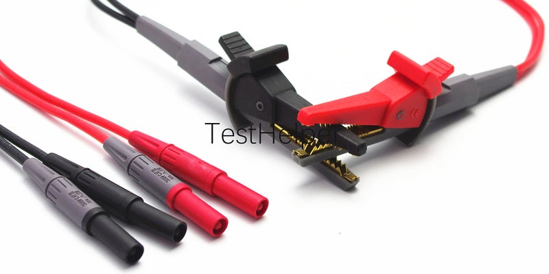 TestHelper TL200 LCR Meter Tester 4 Four Wire Silicone Test Leads Lead Terminal Kelvin Clip Alligator with 4mm Banana Plug - Image 5