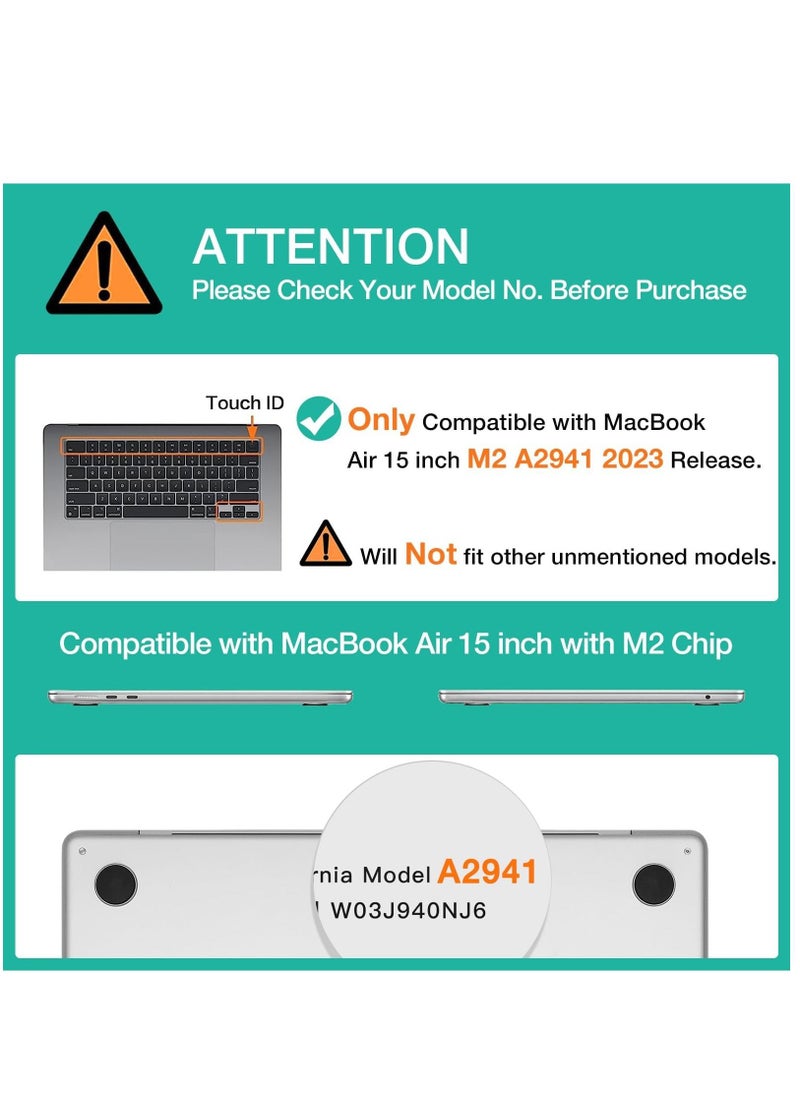 Generic - Hard Shell Case Protective Snap On Cover Compatible with MacBook Air New 15 Inch 2023 Release A2941 M2 Chip w/Liquid Retina Display Touch ID/Protective Plastic Hard Shell Case (Black) - Image 1