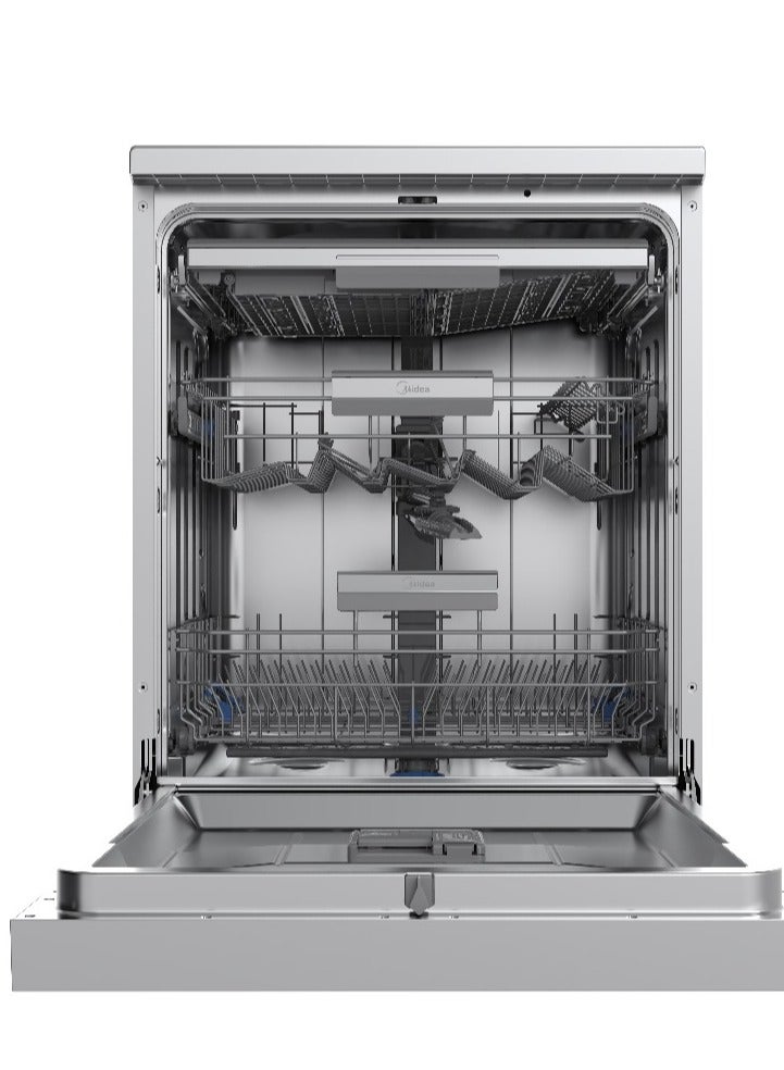 Midea Dishwasher 14 Place Sets, Ion Dishfresh, Auto Open, Innowash Pro Spry Arm, Wifi, Dual Zone Wash, Abt Filter, Adjustable Rack, Stainless Steel - MDWEF1433D(SS)-WI-EG Silver - Image 2