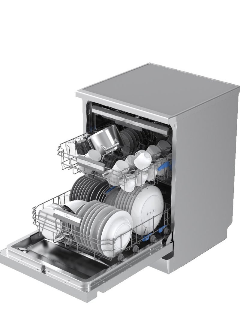 Midea Dishwasher 14 Place Sets, Ion Dishfresh, Auto Open, Innowash Pro Spry Arm, Wifi, Dual Zone Wash, Abt Filter, Adjustable Rack, Stainless Steel - MDWEF1433D(SS)-WI-EG Silver - Image 4